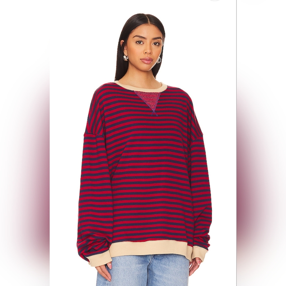 FREE PEOPLE $98 x We The Free Classic Striped Crew in Nautical Combo Sz LG NEW! - Picture 2 of 7